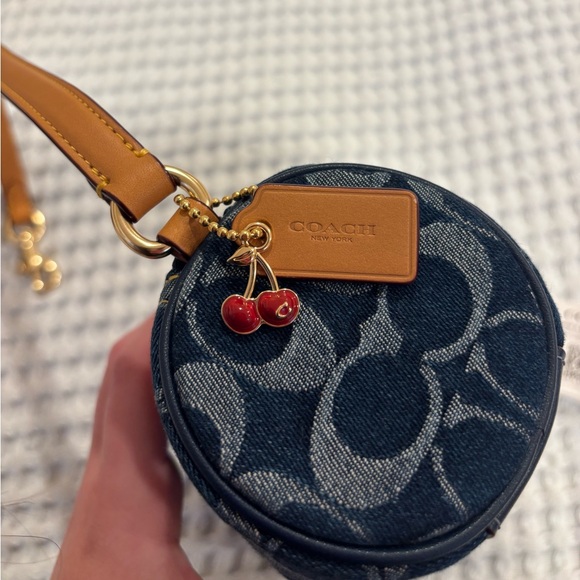 Coach Denim Barrel Bag with Cherry Charm - Picture 3 of 7